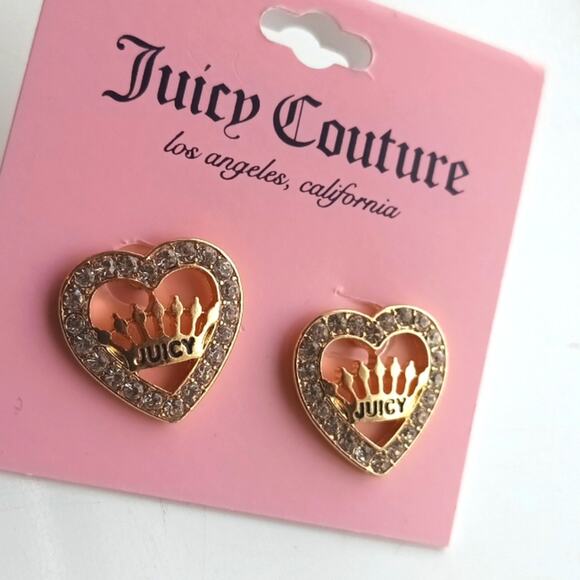 JUICY COUTURE Hearts earrings| juice couture women's rhinestone earrings NEW - Picture 2 of 8